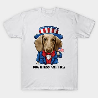 Dachshund Dog Bless America T-Shirt